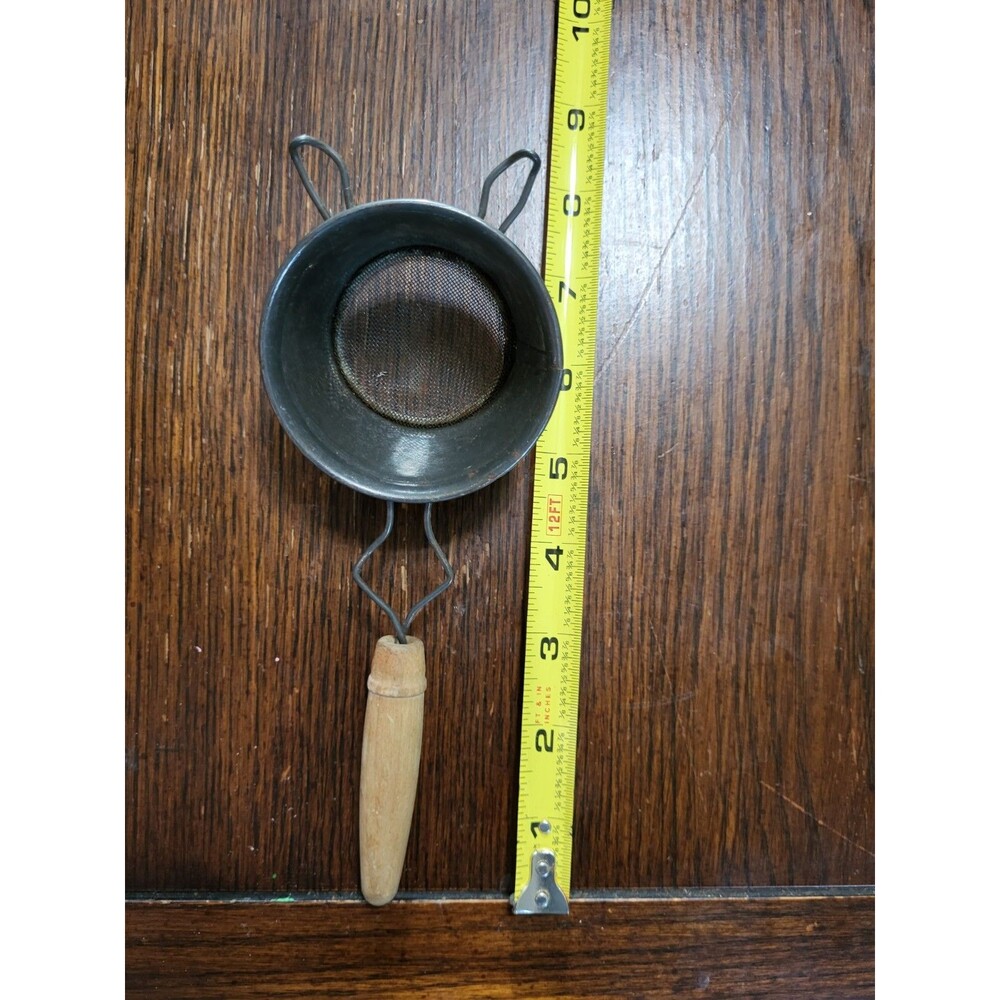 1950s Miracle Gem Handheld Mesh Tea Strainer Sifter Blue Floral Wood Handle - Picture 4 of 7